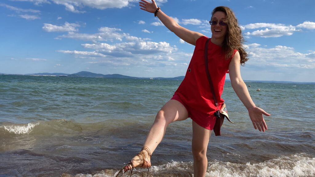 Instructor on walking on the beach during summer
